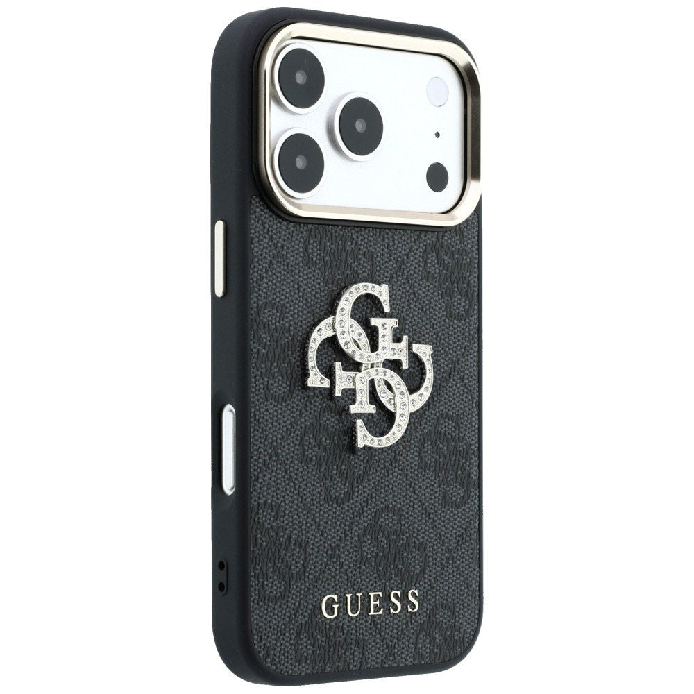 „Guess“ 4G un „Big Strass“ logotipa apvalks iPhone 18 Pro Max / 17 Pro Max, melns