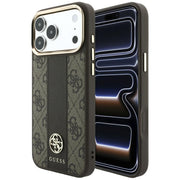 „Guess 4G“ MagSafe apvalks ar „Stripe Round“ un „Classic“ logotipiem iPhone 18 Pro / 17 Pro, brūns