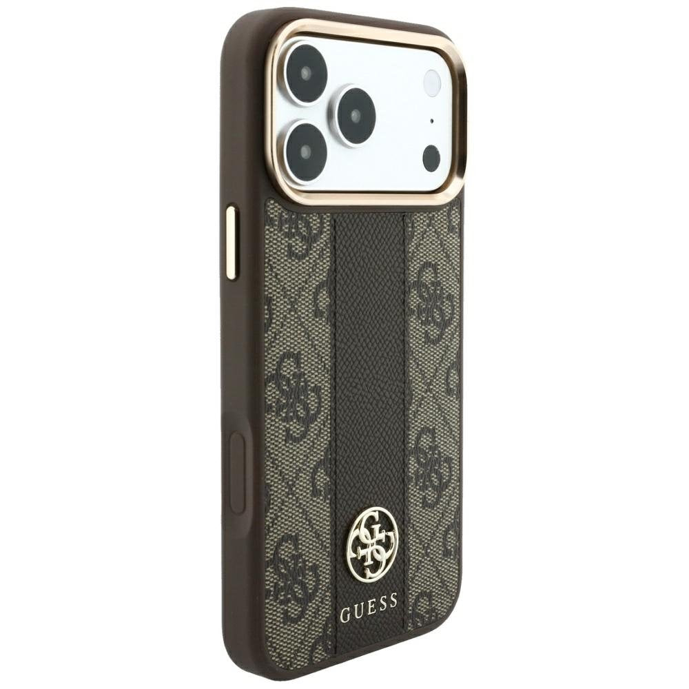 „Guess 4G“ MagSafe apvalks ar „Stripe Round“ un „Classic“ logotipiem iPhone 18 Pro / 17 Pro, brūns