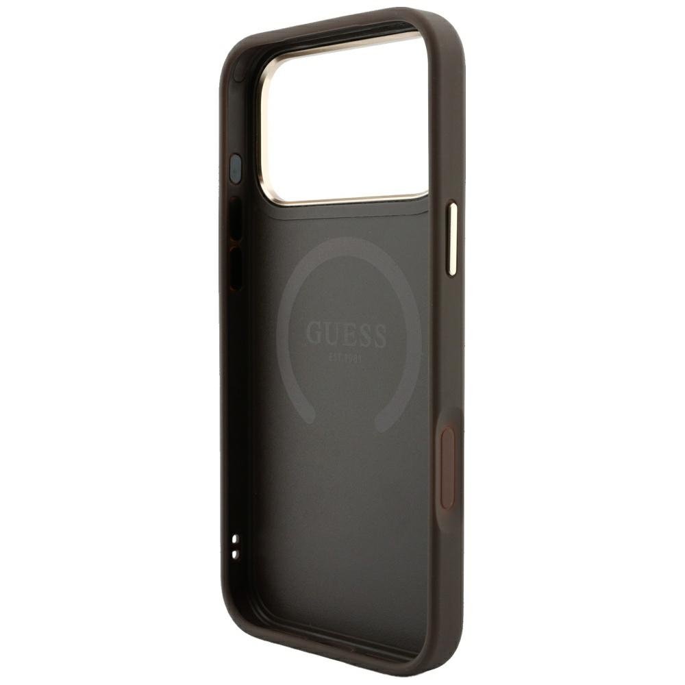 „Guess 4G“ MagSafe apvalks ar „Stripe Round“ un „Classic“ logotipiem iPhone 18 Pro / 17 Pro, brūns