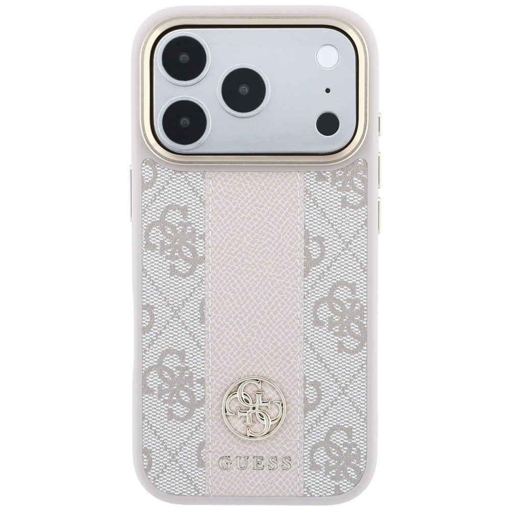 „Guess 4G“ MagSafe apvalks ar „Stripe Round“ un „Classic“ logotipiem iPhone 18 Pro Max / 17 Pro Max, rozā krāsā