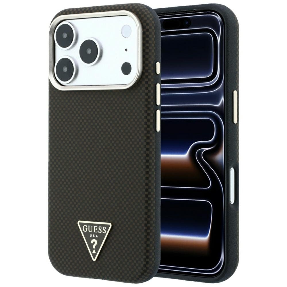 „Guess“ Kevlar Triangle Logo MagSafe apvalks iPhone 18 Pro / 17 Pro, brūns