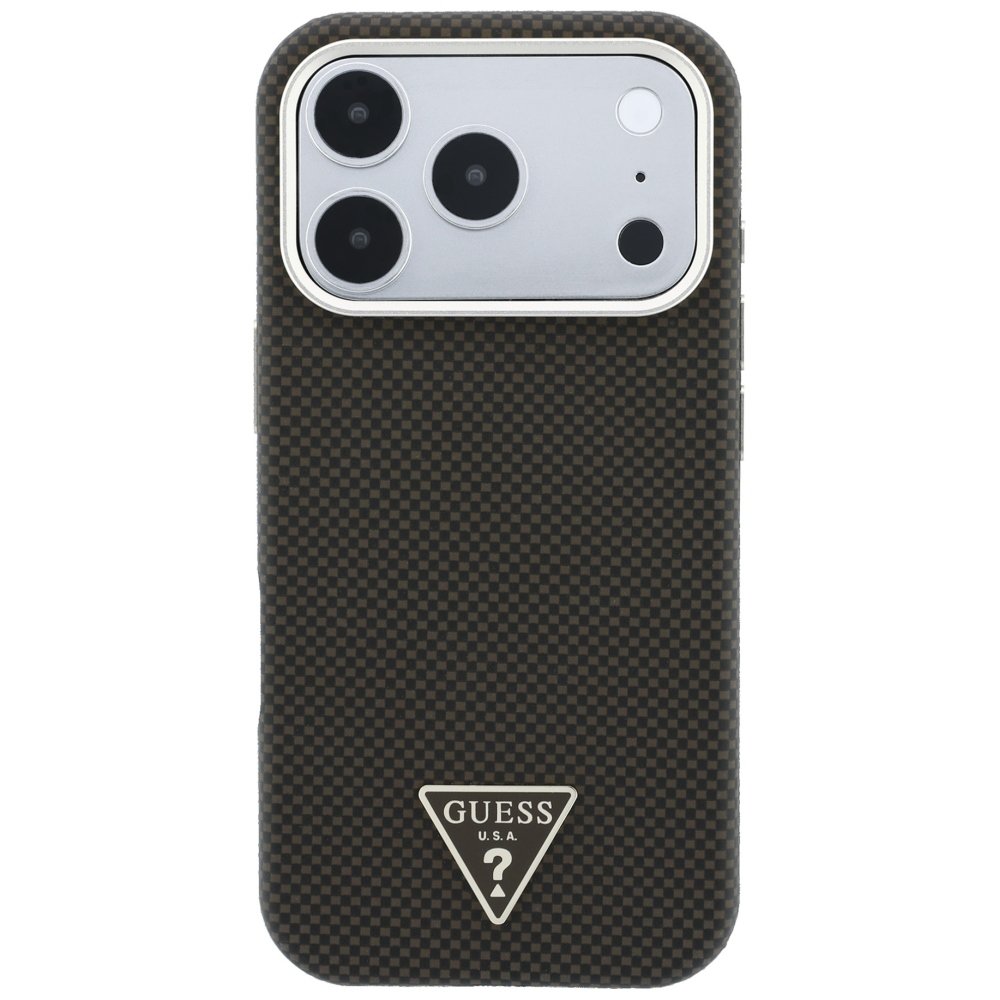 „Guess“ Kevlar Triangle Logo MagSafe apvalks iPhone 18 Pro / 17 Pro, brūns