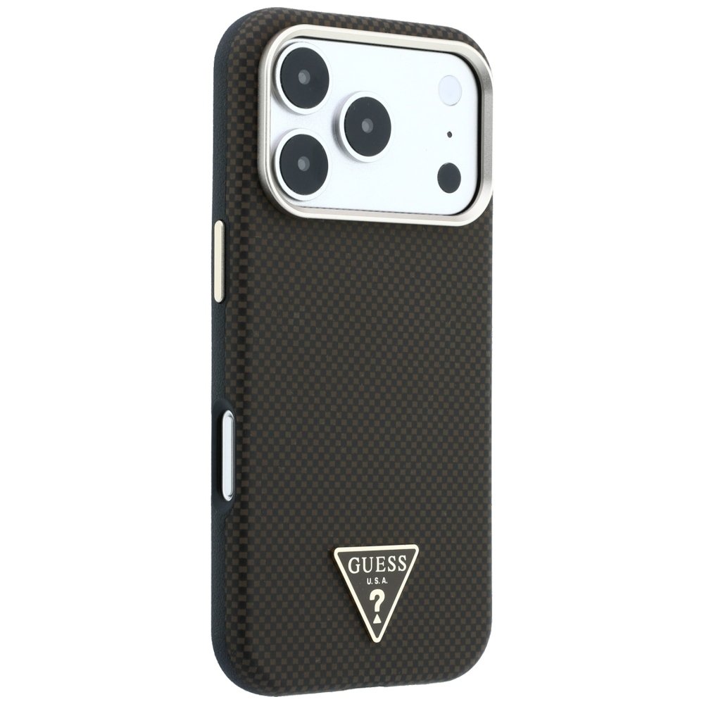 „Guess“ Kevlar Triangle Logo MagSafe apvalks iPhone 18 Pro / 17 Pro, brūns