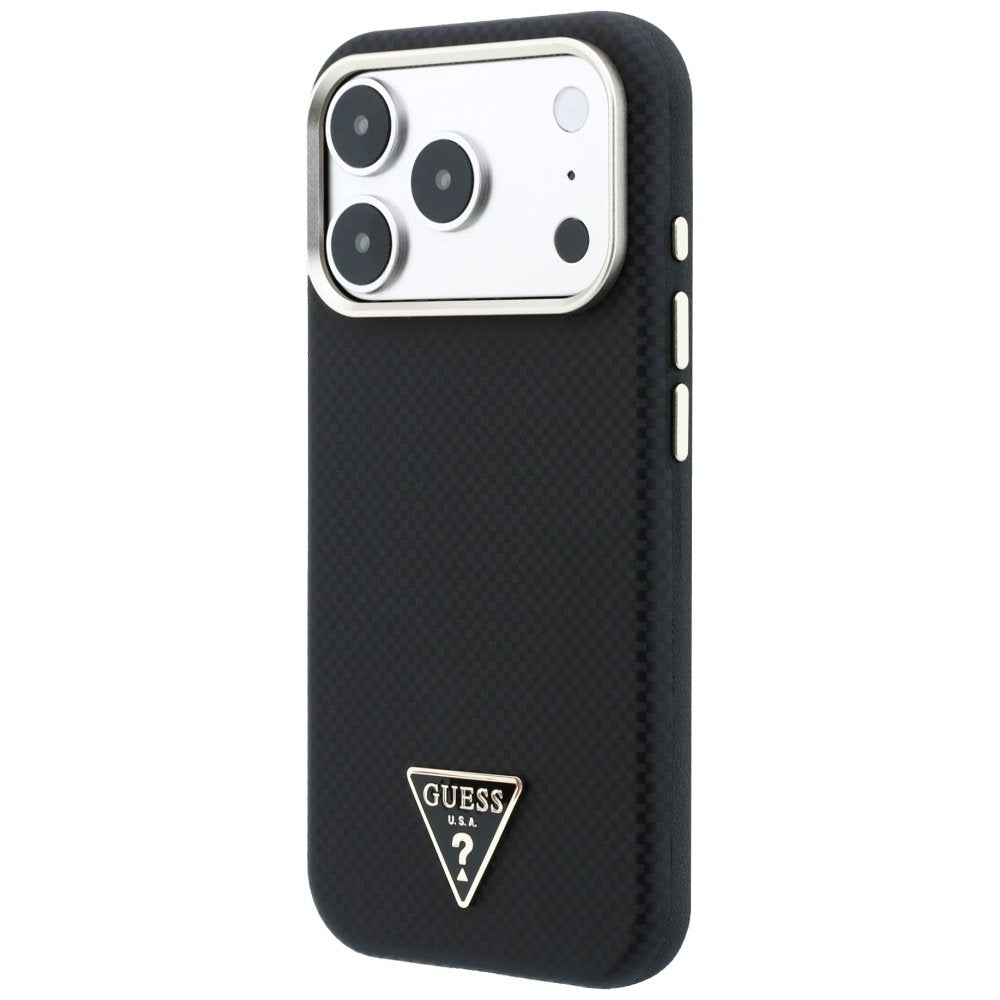 „Guess“ Kevlar Triangle Logo MagSafe apvalks iPhone 18 Pro / 17 Pro, melns