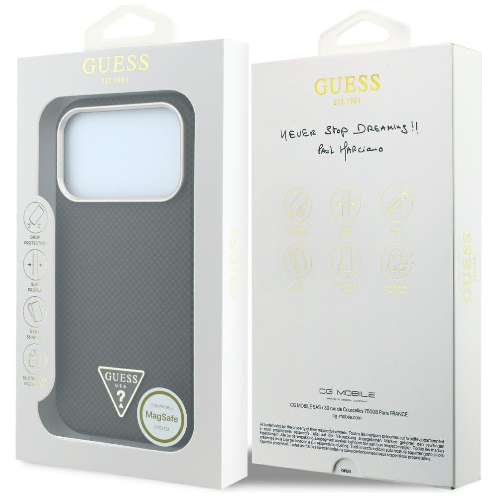 „Guess“ Kevlar Triangle Logo MagSafe apvalks iPhone 18 Pro Max / 17 Pro Max, brūns