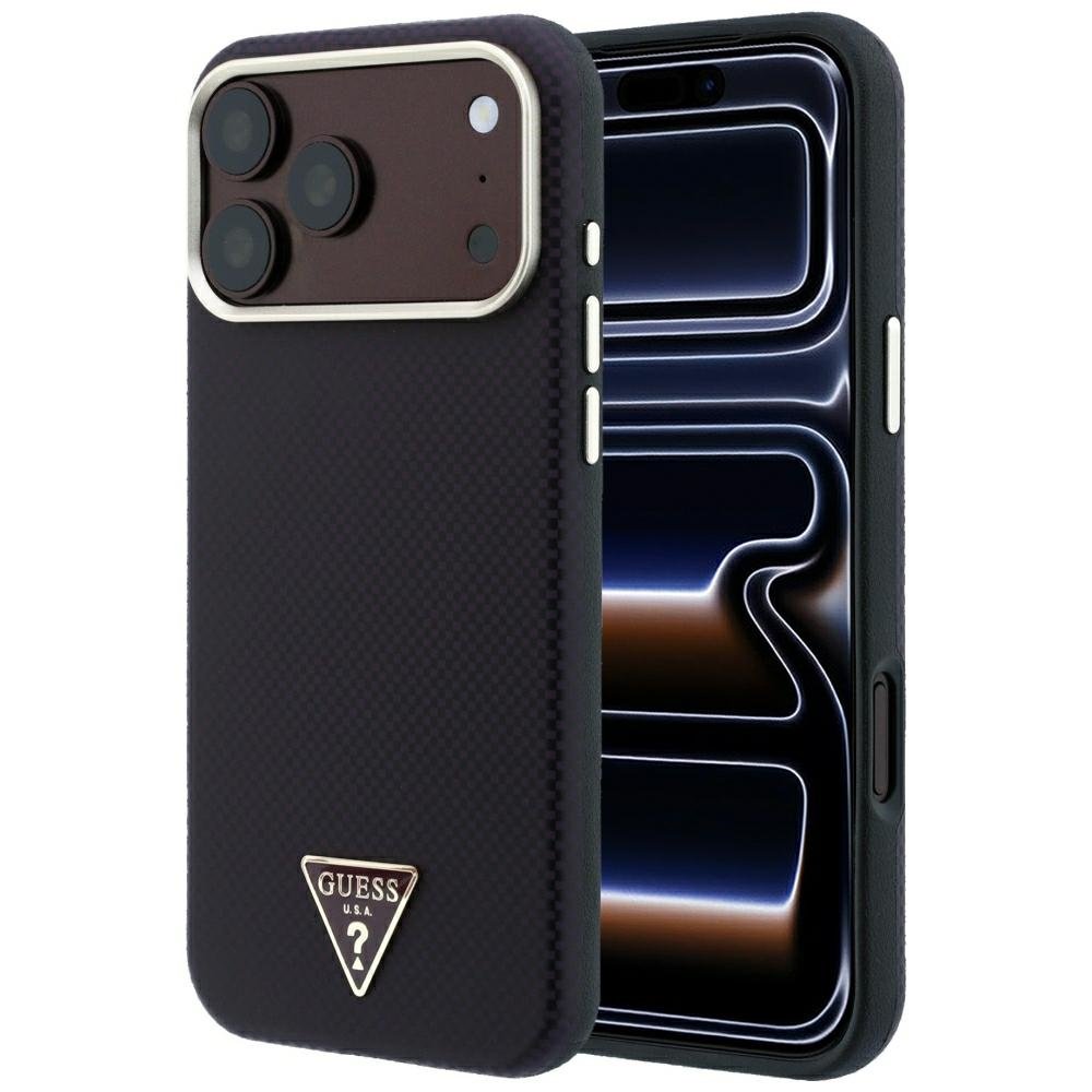 „Guess“ Kevlar Triangle Logo MagSafe apvalks iPhone 18 Pro Max / 17 Pro Max, bordo krāsā