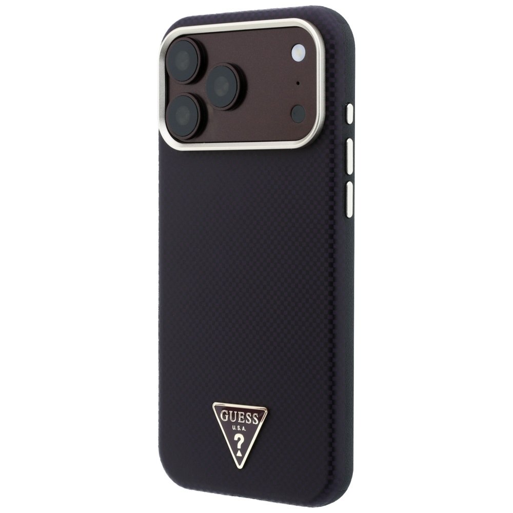 „Guess“ Kevlar Triangle Logo MagSafe apvalks iPhone 18 Pro Max / 17 Pro Max, bordo krāsā