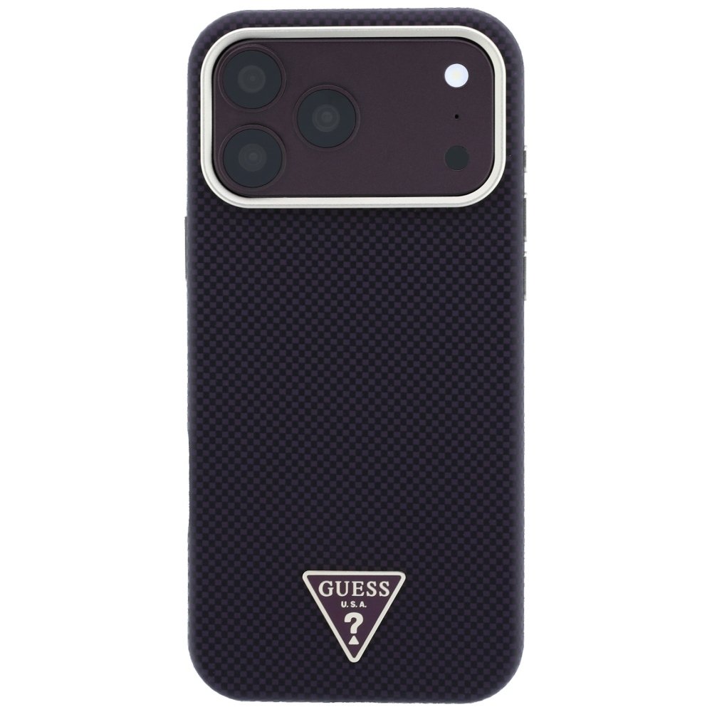 „Guess“ Kevlar Triangle Logo MagSafe apvalks iPhone 18 Pro Max / 17 Pro Max, bordo krāsā