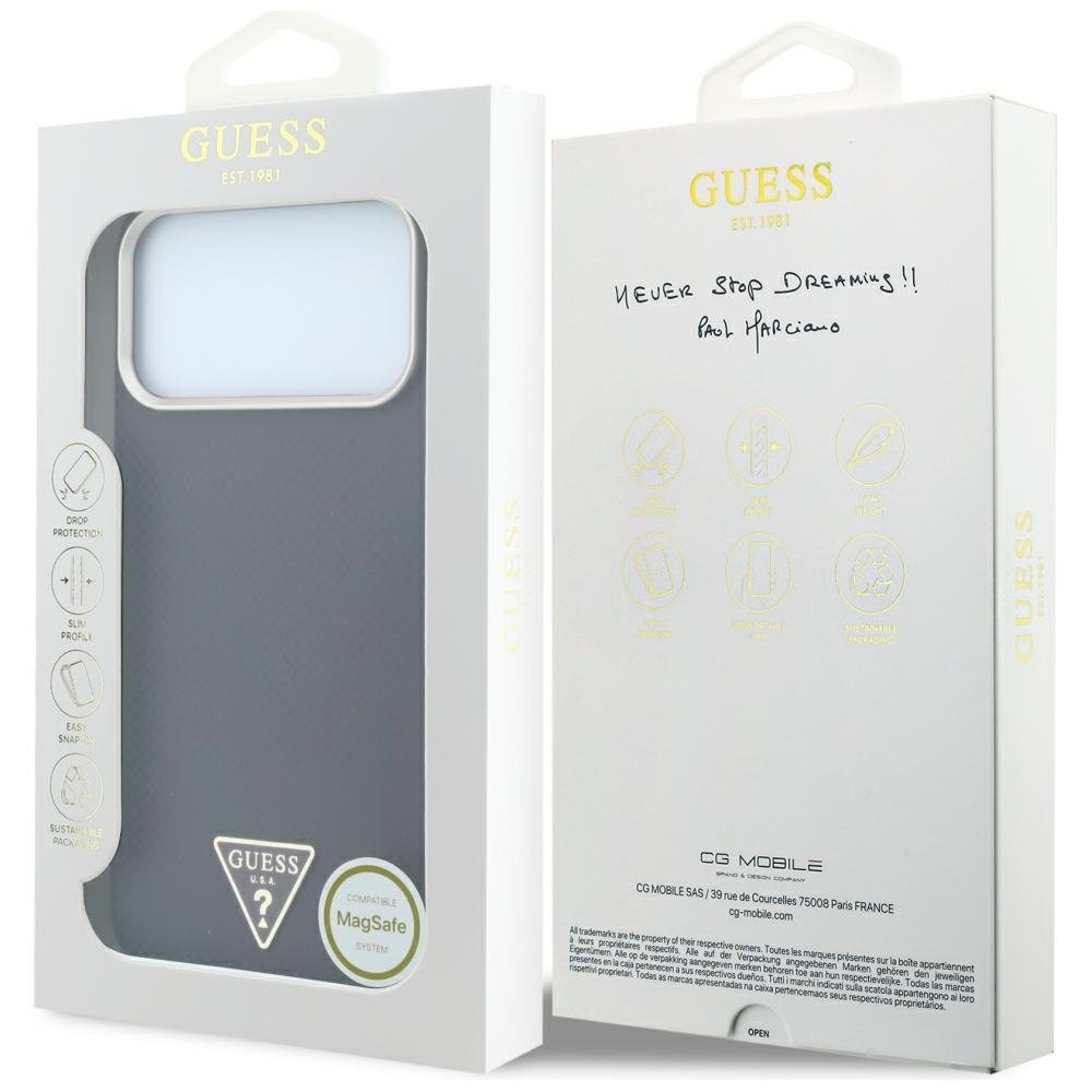 „Guess“ Kevlar Triangle Logo MagSafe apvalks iPhone 18 Pro Max / 17 Pro Max, bordo krāsā