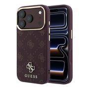 „Guess Peony 4G“ apvalks ar nelielu logotipu un MagSafe funkciju iPhone 18 Pro / 17 Pro, bordo krāsā