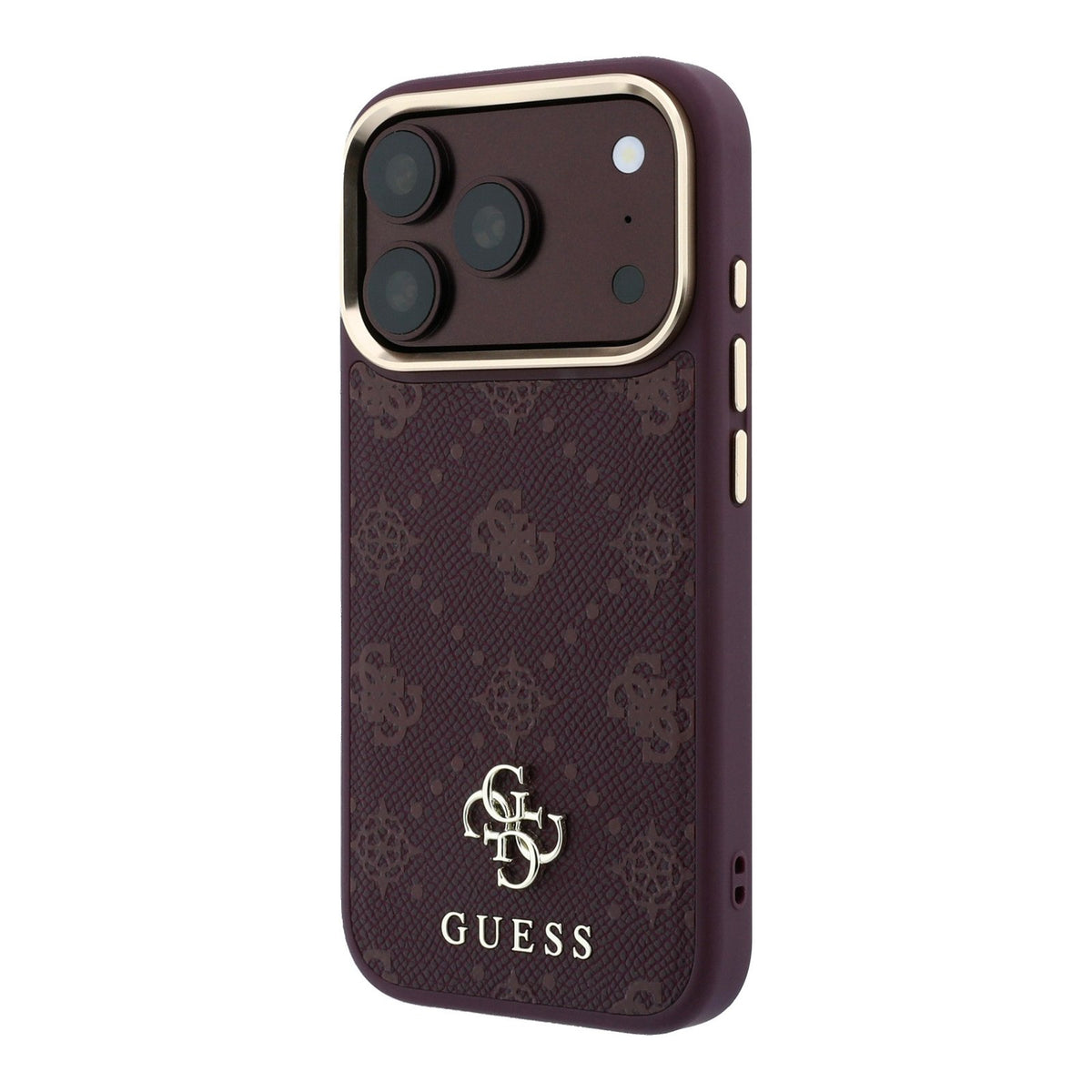„Guess Peony 4G“ apvalks ar nelielu logotipu un MagSafe funkciju iPhone 18 Pro / 17 Pro, bordo krāsā