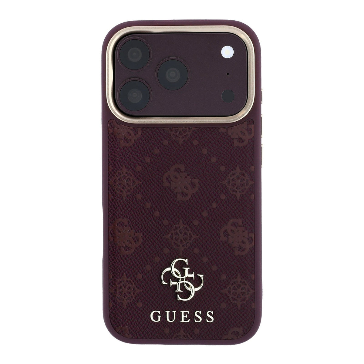 „Guess Peony 4G“ apvalks ar nelielu logotipu un MagSafe funkciju iPhone 18 Pro / 17 Pro, bordo krāsā