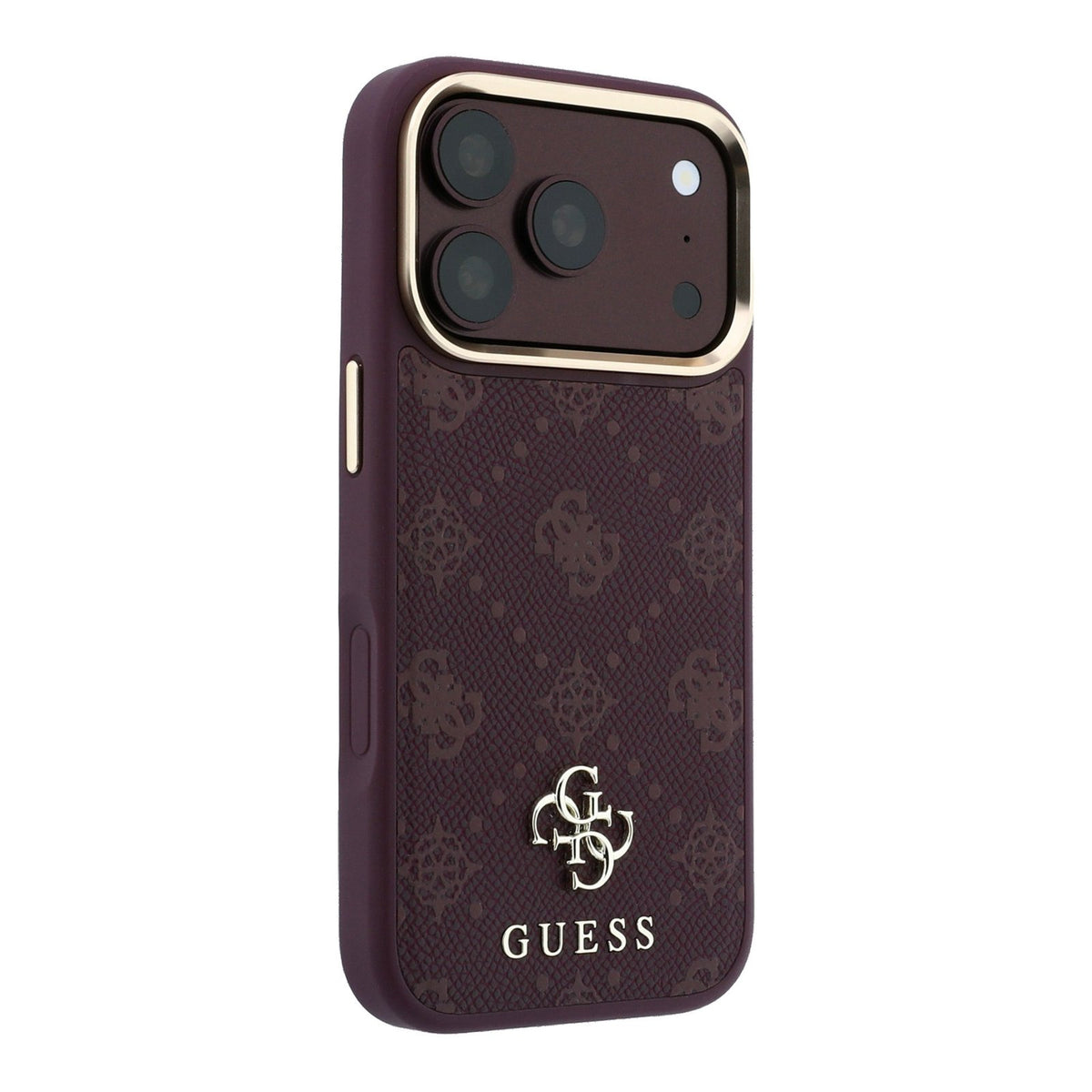 „Guess Peony 4G“ apvalks ar nelielu logotipu un MagSafe funkciju iPhone 18 Pro / 17 Pro, bordo krāsā