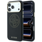 „Guess“ perforēts 4G zelta logotipa „Magsafe“ apvalks iPhone 18 Pro / 17 Pro, melns