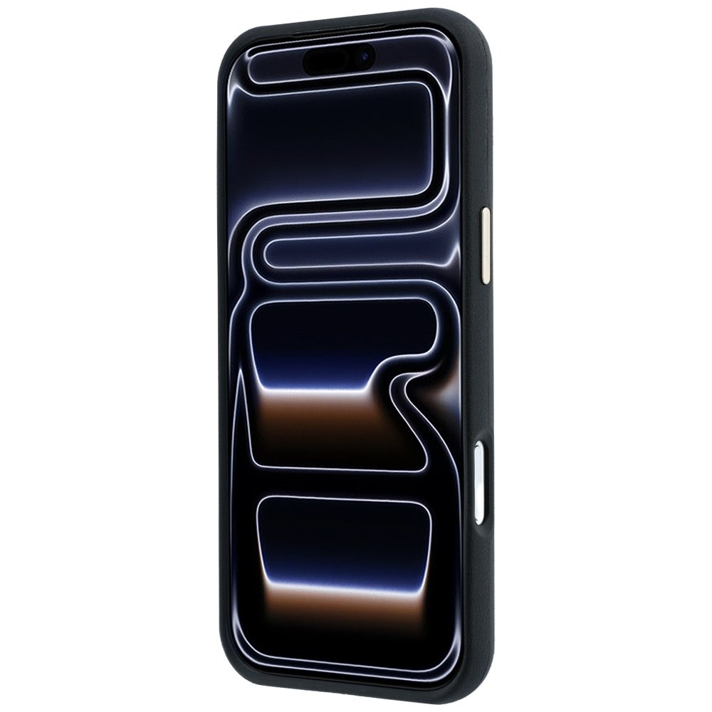 „Guess“ perforēts 4G zelta logotipa „Magsafe“ apvalks iPhone 18 Pro / 17 Pro, melns