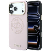 „Guess“ perforēts 4G zelta logotipa „Magsafe“ apvalks iPhone 18 Pro / 17 Pro, rozā krāsā