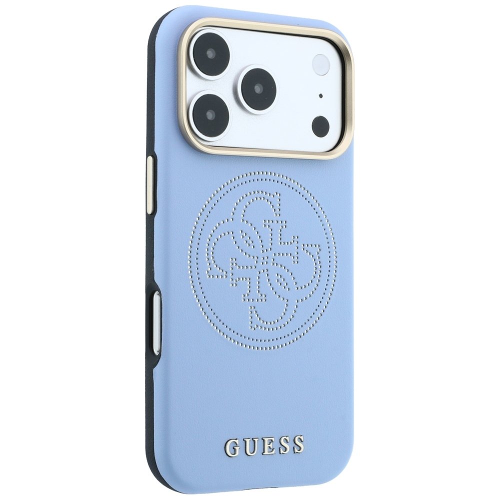 „Guess“ perforētais „Magsafe“ apvalks ar 4G zelta logotipu iPhone 18 Pro Max / 17 Pro Max, zils