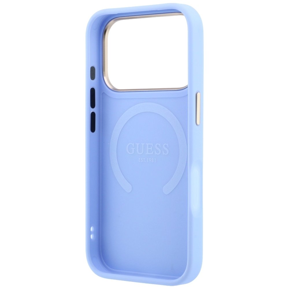 „Guess Saffiano Peony & Ring“ MagSafe apvalks iPhone 18 Pro / 17 Pro, zils