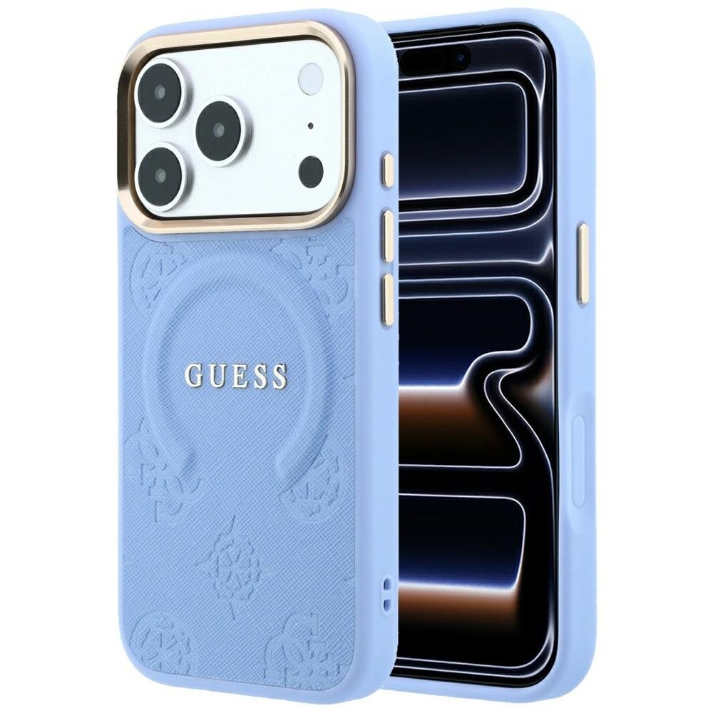 „Guess Saffiano Peony & Ring“ MagSafe apvalks iPhone 18 Pro Max / 17 Pro Max, zils