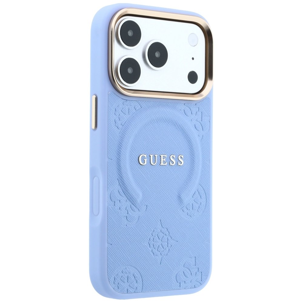 „Guess Saffiano Peony & Ring“ MagSafe apvalks iPhone 18 Pro Max / 17 Pro Max, zils