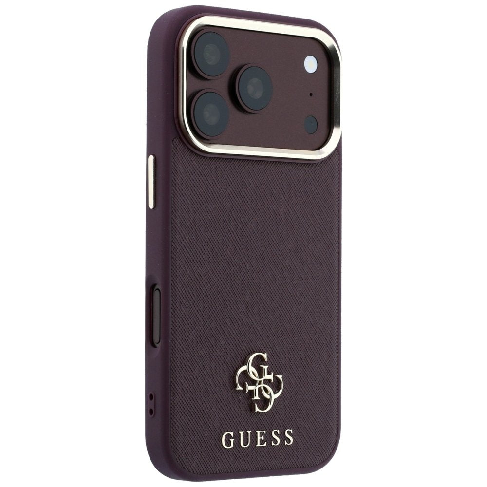 „Guess“ „Saffiano Small 4G“ un „Classic Logo MagSafe“ apvalks iPhone 18 Pro / 17 Pro, bordo krāsā