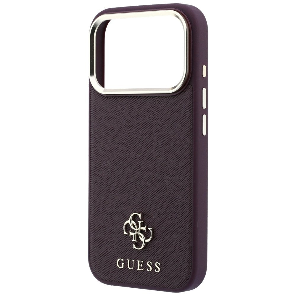 „Guess“ „Saffiano Small 4G“ un „Classic Logo MagSafe“ apvalks iPhone 18 Pro / 17 Pro, bordo krāsā
