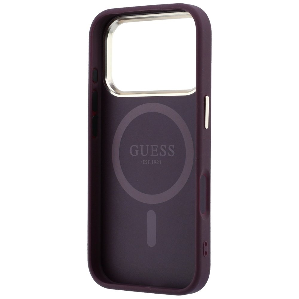„Guess“ „Saffiano Small 4G“ un „Classic Logo MagSafe“ apvalks iPhone 18 Pro / 17 Pro, bordo krāsā