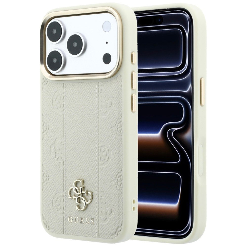 „Guess Stripe Peony 4G Logo MagSafe“ apvalks iPhone 18 Pro / 17 Pro, smilškrāsā