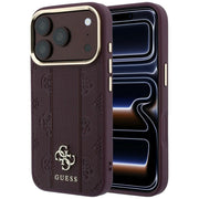 „Guess Stripe Peony 4G Logo MagSafe“ apvalks iPhone 18 Pro / 17 Pro, bordo krāsā