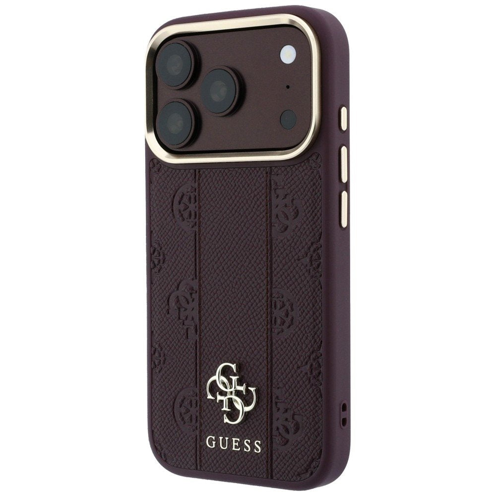 „Guess Stripe Peony 4G Logo MagSafe“ apvalks iPhone 18 Pro / 17 Pro, bordo krāsā