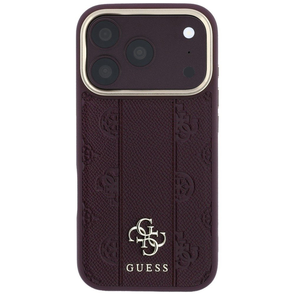 „Guess Stripe Peony 4G Logo MagSafe“ apvalks iPhone 18 Pro / 17 Pro, bordo krāsā