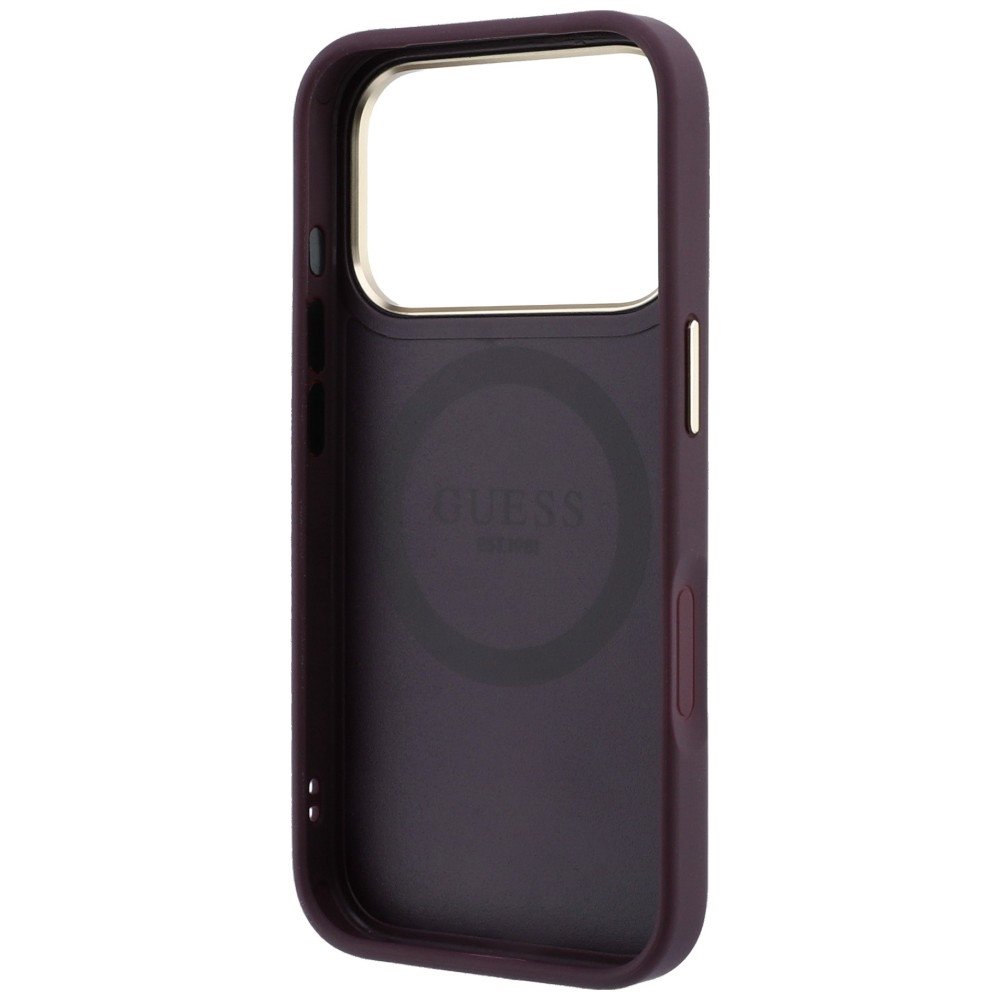 „Guess Stripe Peony 4G Logo MagSafe“ apvalks iPhone 18 Pro / 17 Pro, bordo krāsā