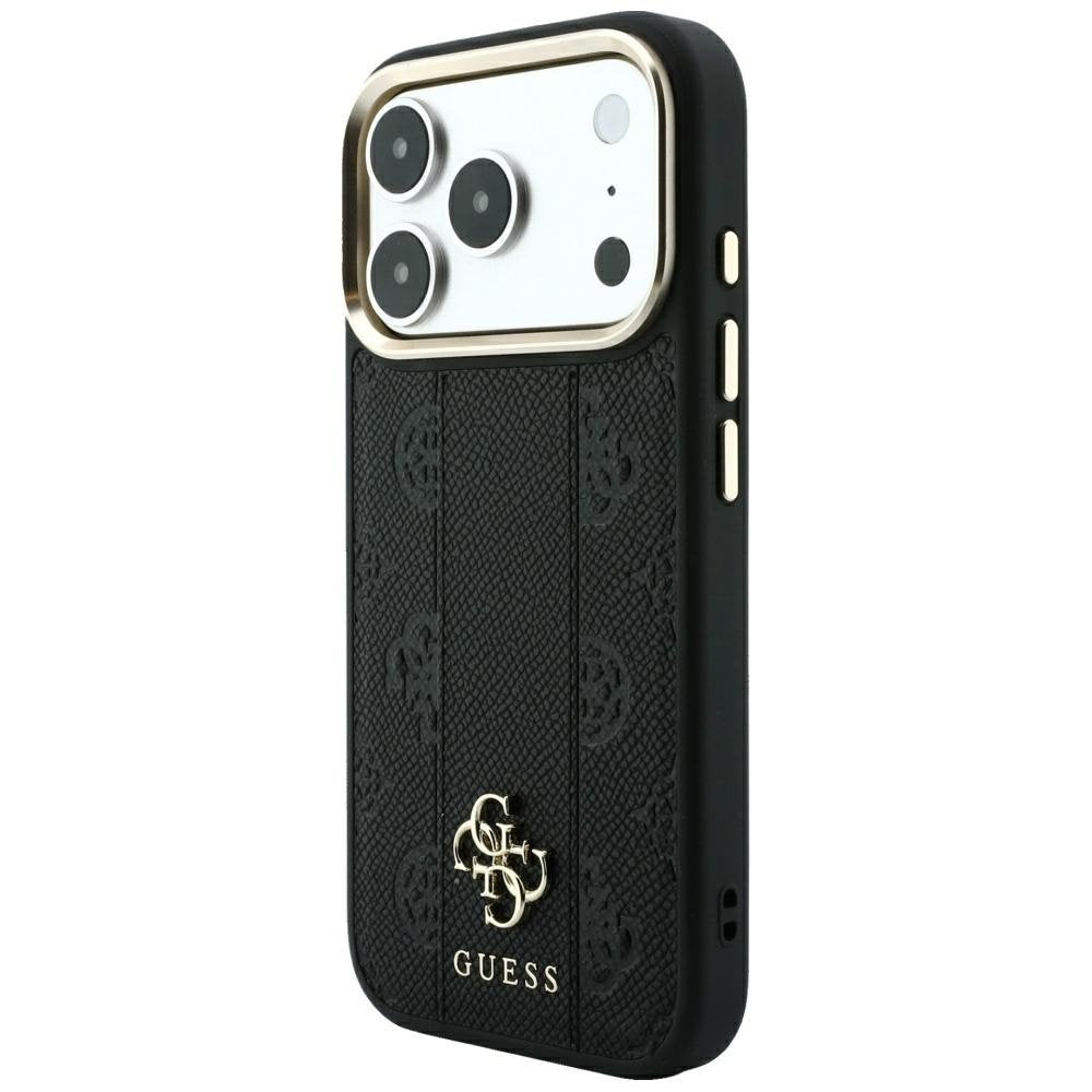 „Guess Stripe Peony 4G Logo MagSafe“ apvalks iPhone 18 Pro / 17 Pro, melns