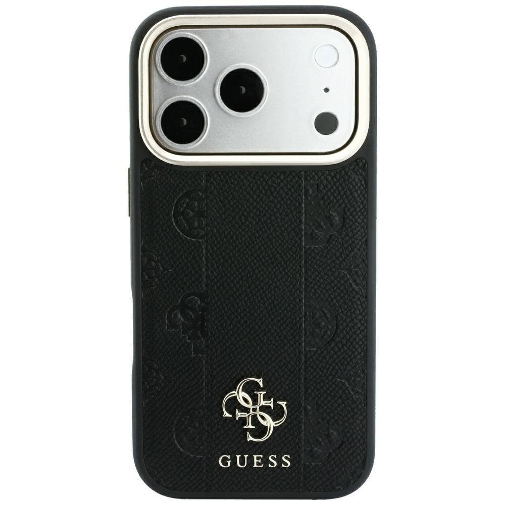 „Guess Stripe Peony 4G Logo MagSafe“ apvalks iPhone 18 Pro / 17 Pro, melns