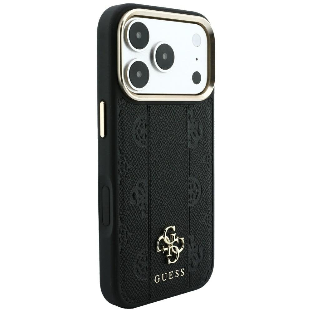 „Guess Stripe Peony 4G Logo MagSafe“ apvalks iPhone 18 Pro / 17 Pro, melns
