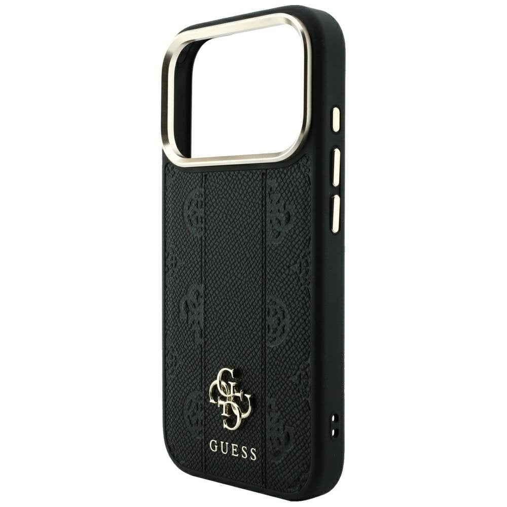 „Guess Stripe Peony 4G Logo MagSafe“ apvalks iPhone 18 Pro / 17 Pro, melns