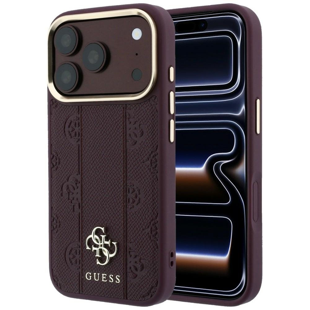 „Guess Stripe Peony 4G Logo MagSafe“ apvalks iPhone 18 Pro Max / 17 Pro Max, bordo krāsā