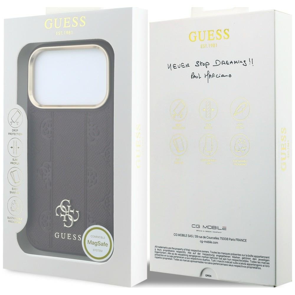 „Guess Stripe Peony 4G Logo MagSafe“ apvalks iPhone 18 Pro Max / 17 Pro Max, bordo krāsā