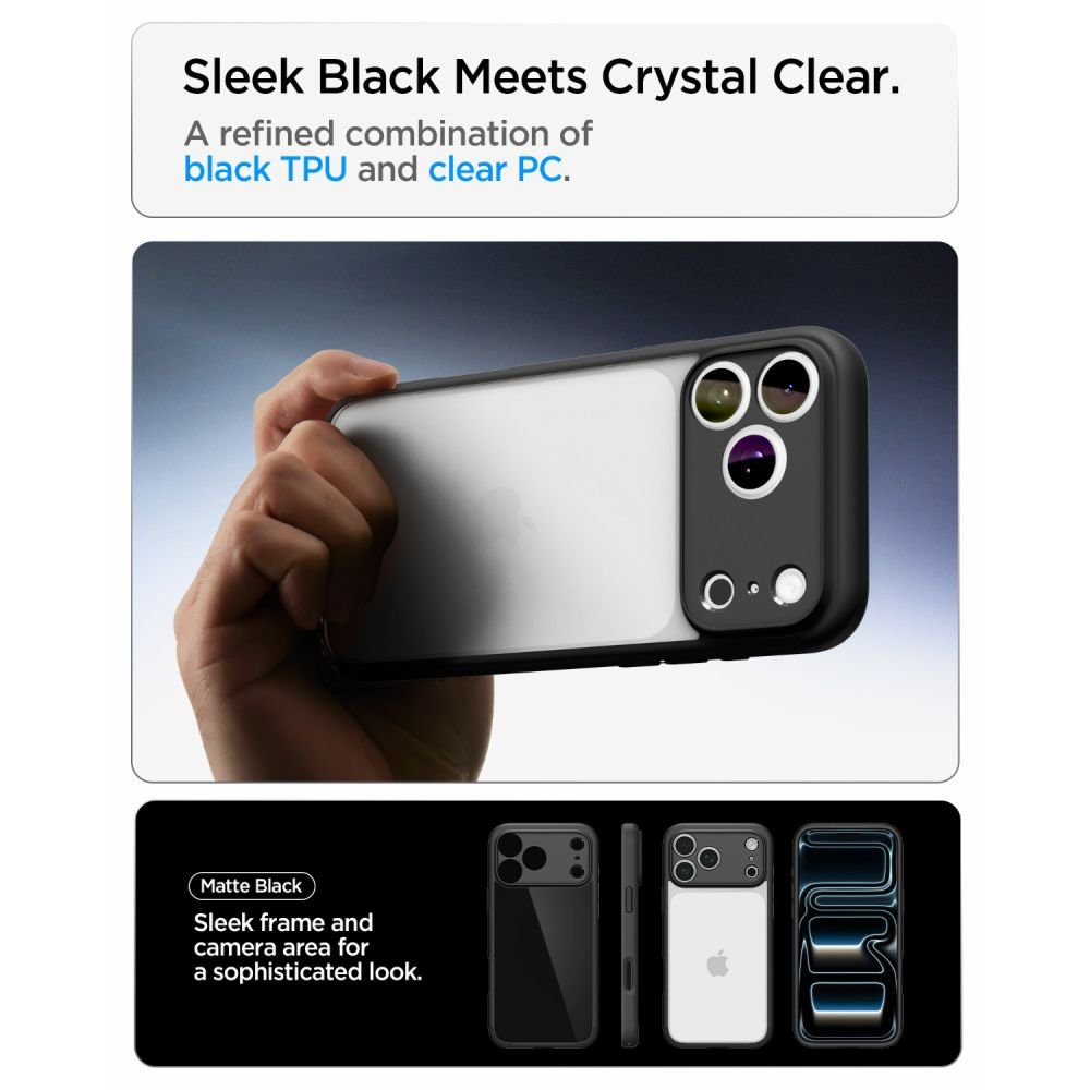 Spigen Ultra Hybrid apvalks iPhone 17 Pro Max / 18 Pro Max, matēti melns
