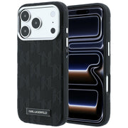 Karl Lagerfeld „Grained Mono Resin Logo MagSafe” apvalks iPhone 18 Pro / 17 Pro, melns