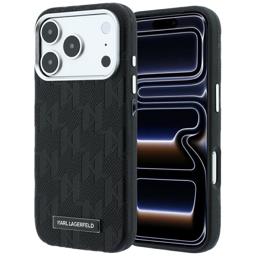 Karl Lagerfeld „Grained Mono Resin Logo MagSafe“ apvalks iPhone 18 Pro / 17 Pro Max / 17 Pro Max, melns