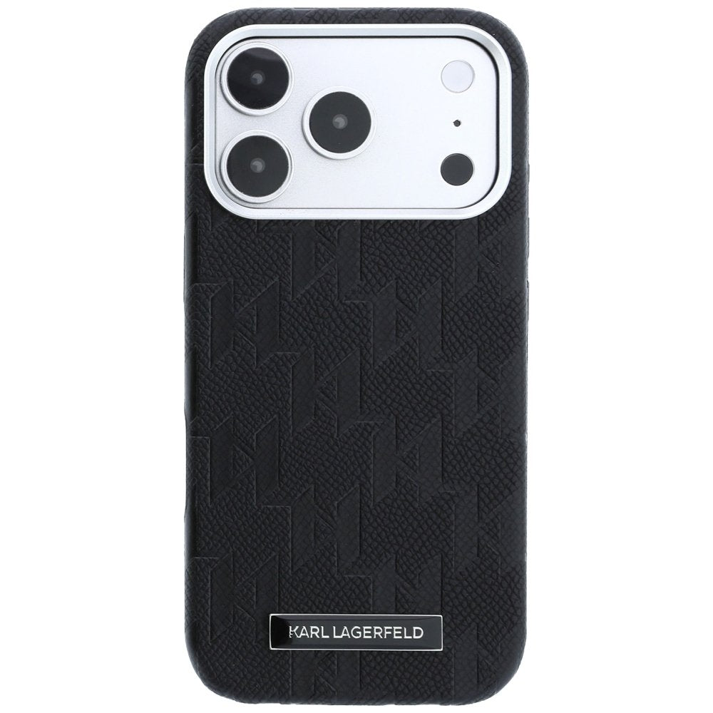 Karl Lagerfeld „Grained Mono Resin Logo MagSafe“ apvalks iPhone 18 Pro / 17 Pro Max / 17 Pro Max, melns