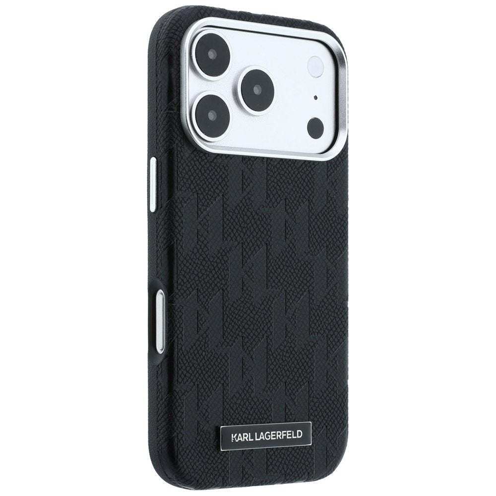 Karl Lagerfeld „Grained Mono Resin Logo MagSafe“ apvalks iPhone 18 Pro / 17 Pro Max / 17 Pro Max, melns