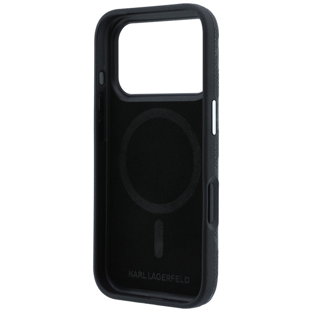 Karl Lagerfeld „Grained Mono Resin Logo MagSafe“ apvalks iPhone 18 Pro / 17 Pro Max / 17 Pro Max, melns