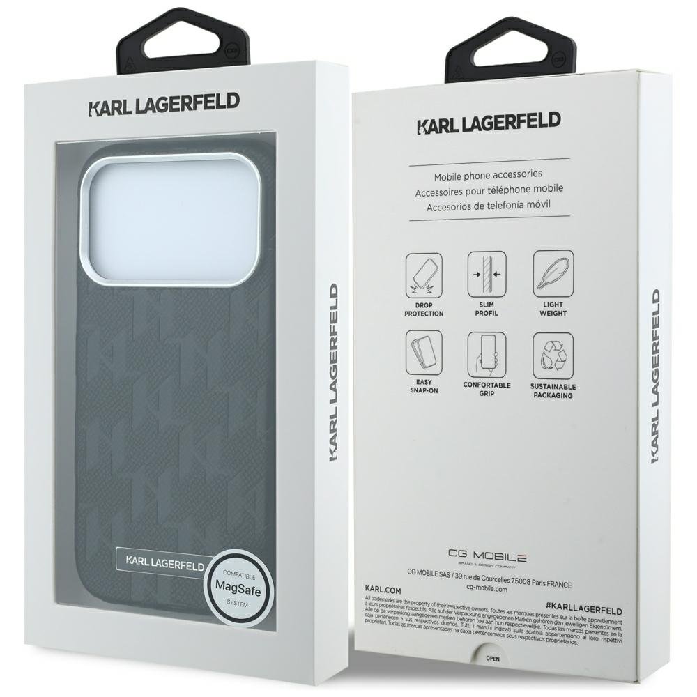 Karl Lagerfeld „Grained Mono Resin Logo MagSafe“ apvalks iPhone 18 Pro / 17 Pro Max / 17 Pro Max, melns