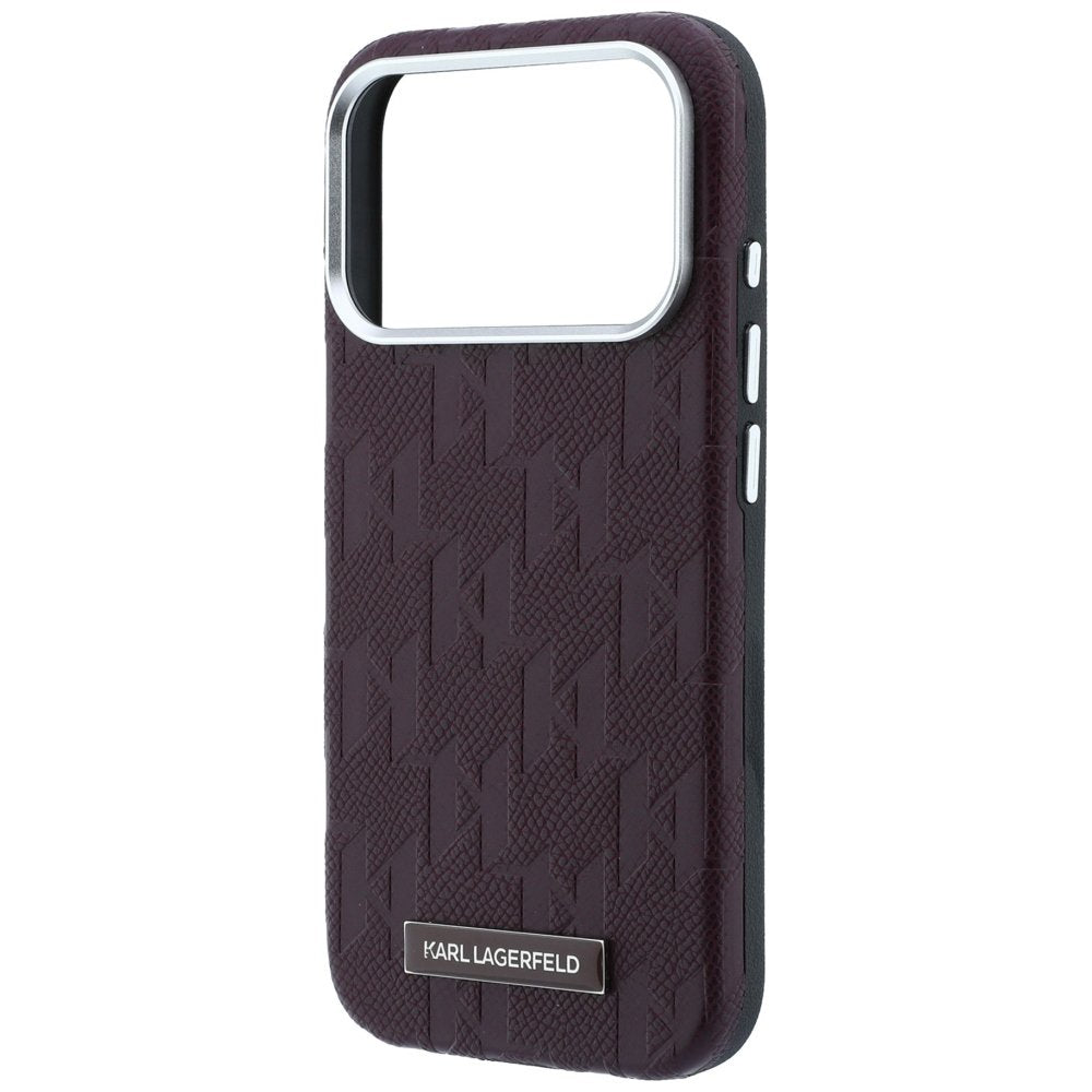 Karl Lagerfeld „Grained Mono Resin Logo MagSafe“ apvalks iPhone 18 Pro Max / 17 Pro Max, bordo krāsā