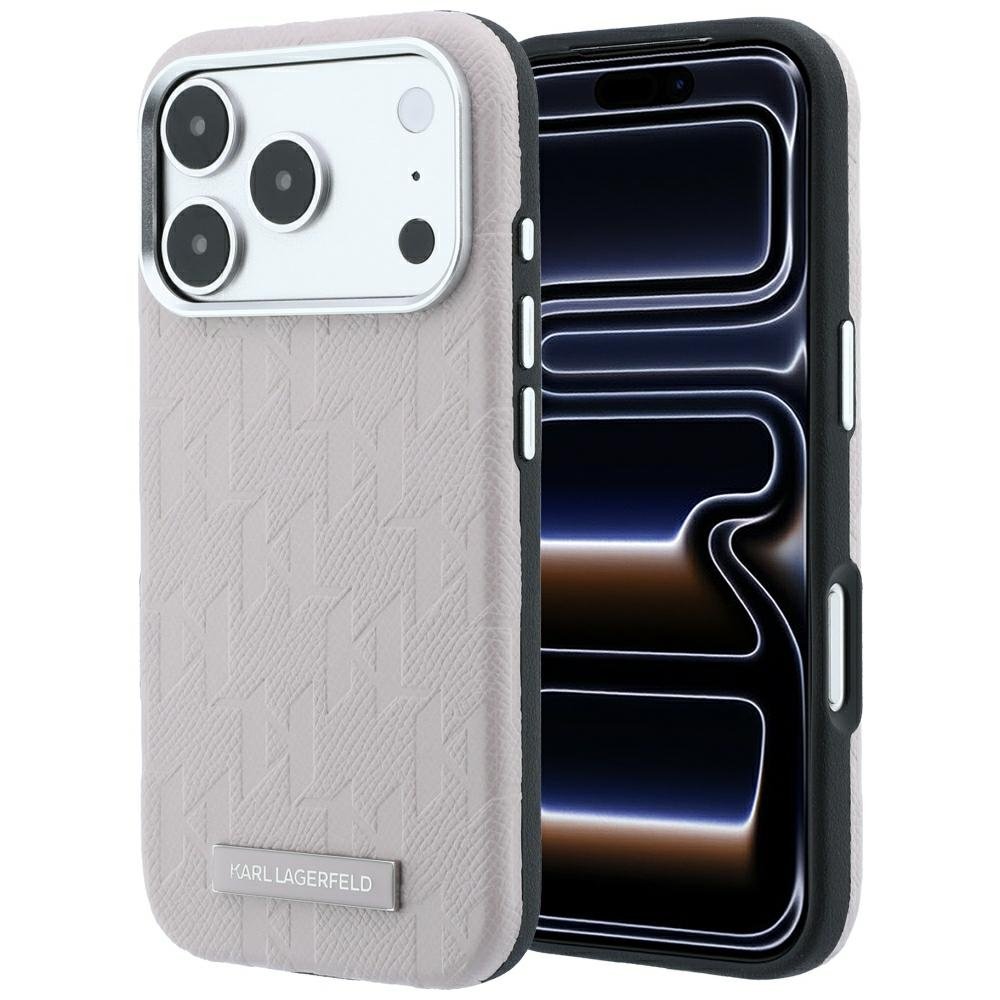 Karl Lagerfeld „Grained Mono Resin Logo“ MagSafe apvalks iPhone 18 Pro Max / 17 Pro Max, rozā krāsā