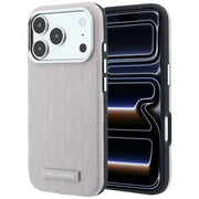 Karl Lagerfeld „Grained Mono Resin Logo“ MagSafe apvalks iPhone 18 Pro Max / 17 Pro Max, rozā krāsā