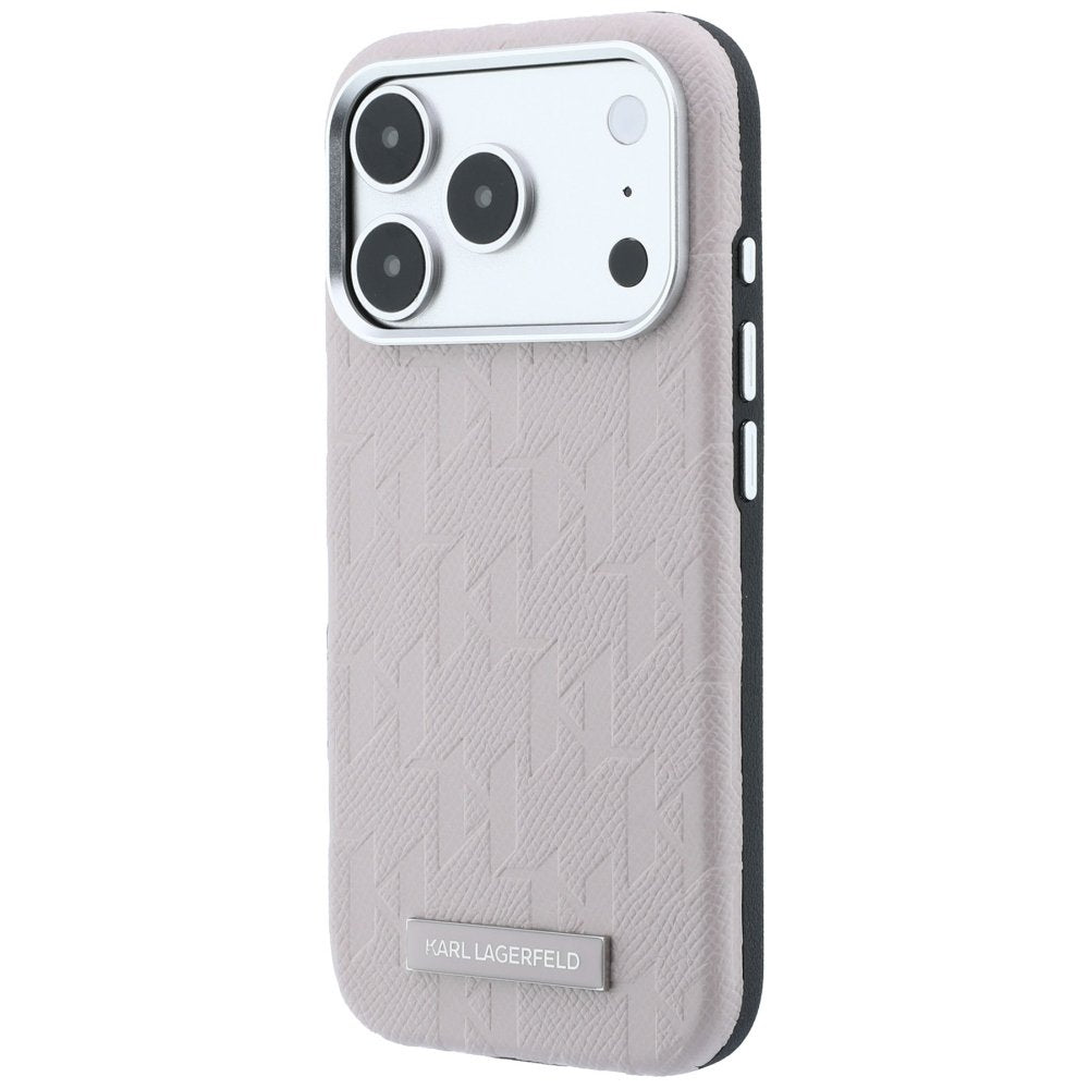 Karl Lagerfeld „Grained Mono Resin Logo“ MagSafe apvalks iPhone 18 Pro Max / 17 Pro Max, rozā krāsā